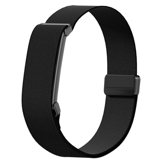 For Google Fitbit Air Metal Frame Magnetic Clasp Nylon Elastic Arm Band(Black)