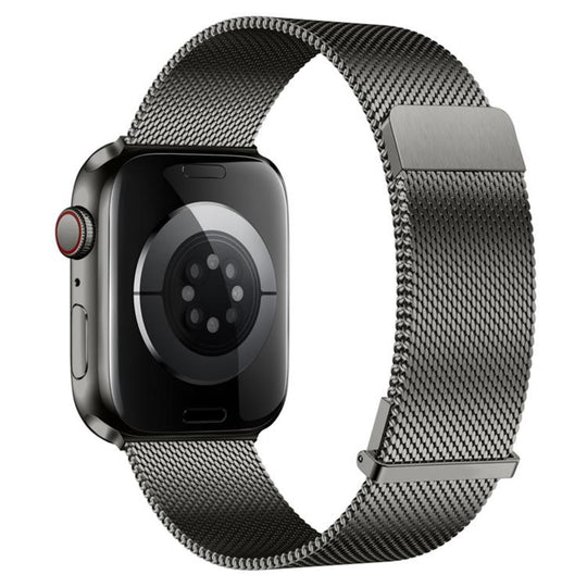 For Apple Watch 42mm / 41mm / 40mm / 38mm Plain Two-Section Dual Magnetic Milanese Metal Watch Band(Graphite Black)