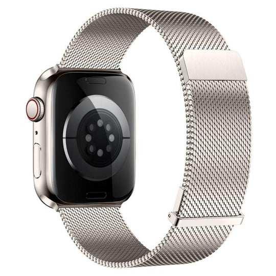 For Apple Watch 42mm / 41mm / 40mm / 38mm Plain Two-Section Dual Magnetic Milanese Metal Watch Band(Starlight)