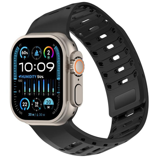 For Apple Watch 46mm / 49mm / 45mm / 44mm Angled Design Pangolin Texture Silicone Watch Band(Black)