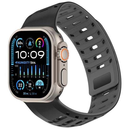 For Apple Watch 46mm / 49mm / 45mm / 44mm Angled Design Pangolin Texture Silicone Watch Band(Black Gray)