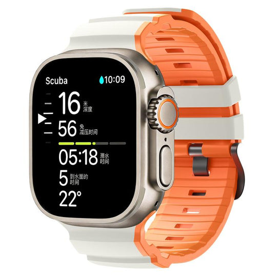 For Apple Watch 46mm / 49mm / 45mm / 44mm Trail Style Two Color Silicone Watch Band(Starlight Orange)