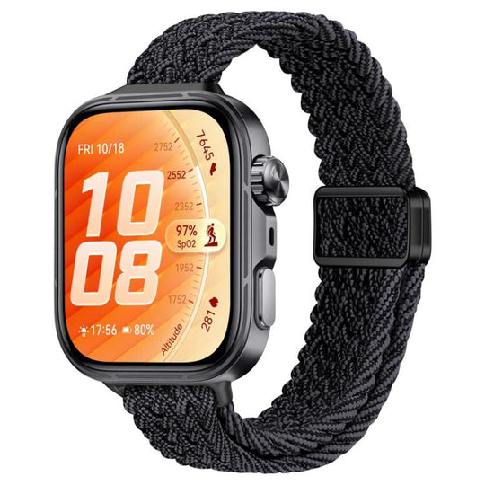 For Huawei Watch Fit 5 / Fit 5 Pro / Fit 4 Slim Magnetic Buckle Nylon Braided Watch Band(Graphite Black)