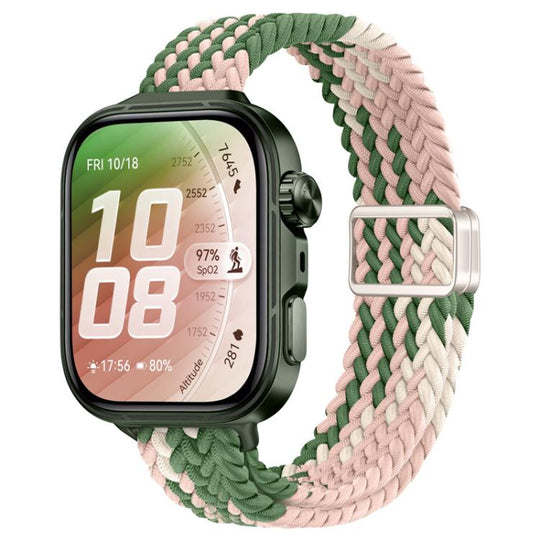 For Huawei Watch Fit 5 / Fit 5 Pro / Fit 4 Slim Magnetic Buckle Nylon Braided Watch Band(Pink Starlight Cactus)