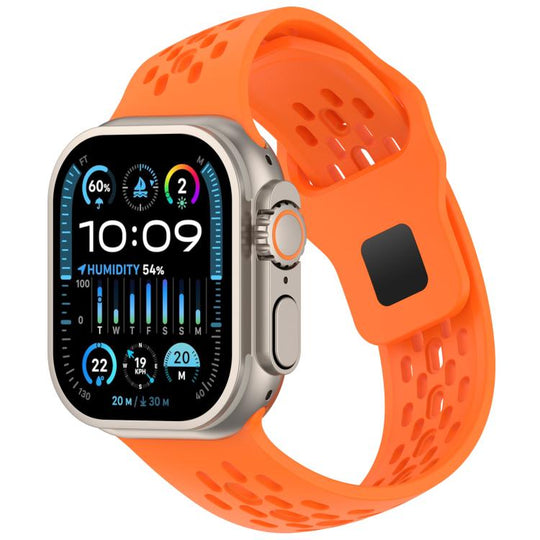 For Apple Watch 46mm / 49mm / 45mm / 44mm Angled Design Mesh Holes Reverse Buckle Silicone Watch Band(Orange)