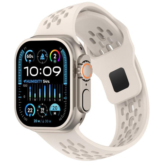 For Apple Watch 42mm / 41mm / 40mm / 38mm Angled Design Mesh Holes Reverse Buckle Silicone Watch Band(Starlight)