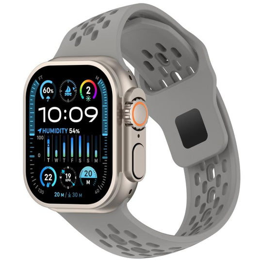 For Apple Watch 42mm / 41mm / 40mm / 38mm Angled Design Mesh Holes Reverse Buckle Silicone Watch Band(Starlight Gray)