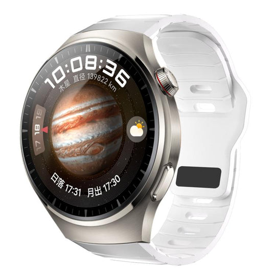 For Huawei Watch 4 Pro Dedicated Connector Armor-Style Reverse Buckle Silicone Watch Band(White)