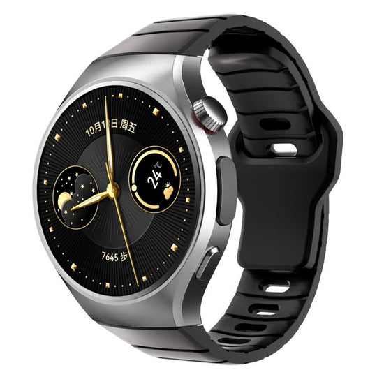 For Huawei Watch 5 46mm Dedicated Connector Armor-Style Reverse Buckle Silicone Watch Band(Black)