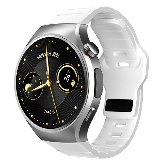 For Huawei Watch 5 46mm Dedicated Connector Armor-Style Reverse Buckle Silicone Watch Band(White)