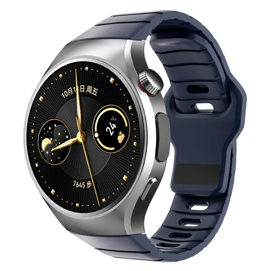 For Huawei Watch 5 46mm Dedicated Connector Armor-Style Reverse Buckle Silicone Watch Band(Blue)