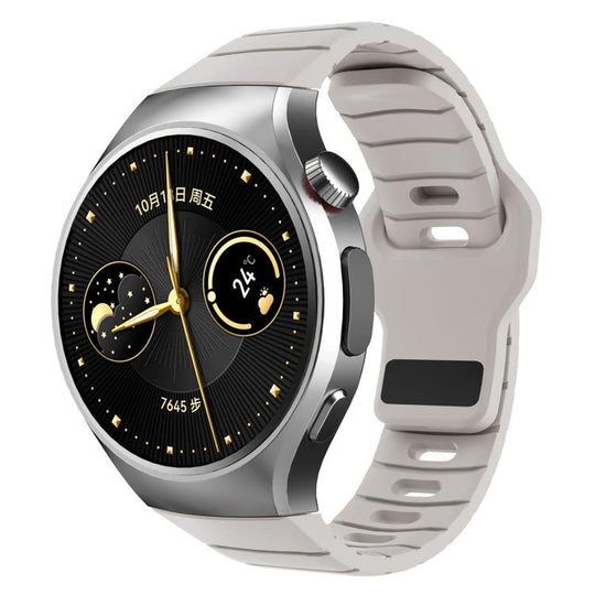 For Huawei Watch 5 46mm Dedicated Connector Armor-Style Reverse Buckle Silicone Watch Band(Starlight)