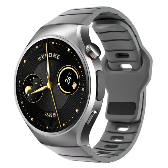 For Huawei Watch 5 42mm Dedicated Connector Armor-Style Reverse Buckle Silicone Watch Band(Gray)