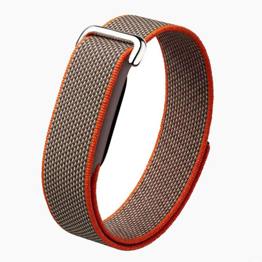 For Google Fitbit Air Metal Connector Nylon Loop Hook and Loop Fastener Watch Band(Rye Orange)