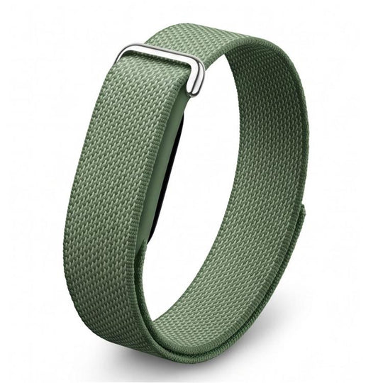 For Google Fitbit Air Metal Connector Nylon Loop Hook and Loop Fastener Watch Band(Army Green)