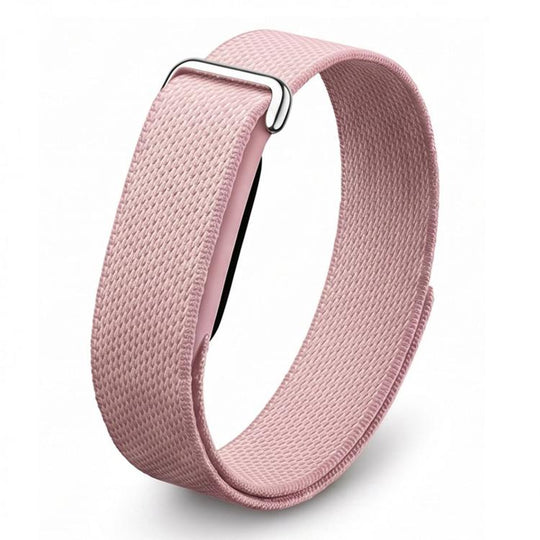 For Google Fitbit Air Metal Connector Nylon Loop Hook and Loop Fastener Watch Band(Pearl Pink)