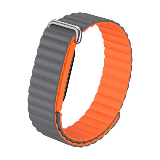 For Google Fitbit Air Classic Wave Texture Magnetic Silicone Watch Band(Gray Orange)