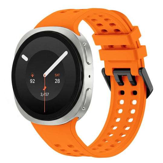 For Galaxy Watch 9 / 8 / 8 Classic Solid Color Dual-Row Perforated Silicone Watch Band(Orange)