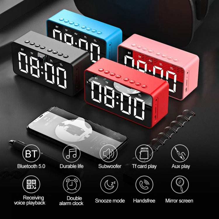 AEC BT506 Speaker with Mirror, LED Clock Display, Dual Alarm Clock, Snooze, HD Hands-free Calling, HiFi Stereo(Black) - Desktop Speaker by AEC | Online Shopping UK | buy2fix