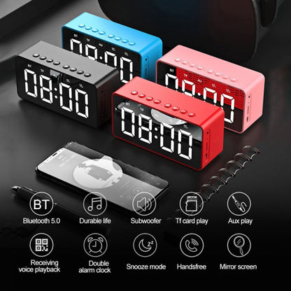AEC BT506 Speaker with Mirror, LED Clock Display, Dual Alarm Clock, Snooze, HD Hands-free Calling, HiFi Stereo(Black) - Desktop Speaker by AEC | Online Shopping UK | buy2fix