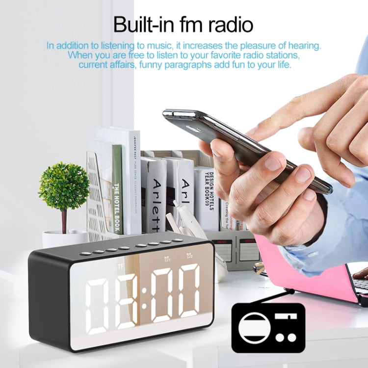 AEC BT506 Speaker with Mirror, LED Clock Display, Dual Alarm Clock, Snooze, HD Hands-free Calling, HiFi Stereo(Black) - Desktop Speaker by AEC | Online Shopping UK | buy2fix