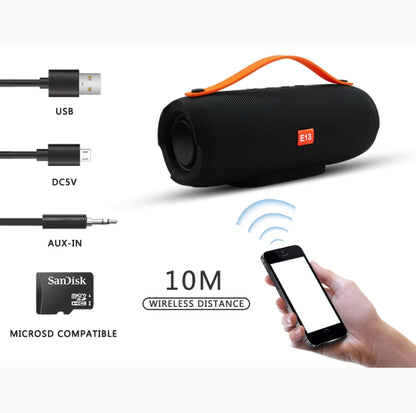 E13 Mini Portable Wireless Bluetooth Speaker Stereo Speakerphone Radio Music Subwoofer Column Speakers with TF FM, RED:BLACK - Desktop Speaker by buy2fix | Online Shopping UK | buy2fix