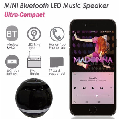 A18 Ball Bluetooth Speaker with LED Light Portable Wireless Mini Speaker Mobile Music MP3 Subwoofer Support TF (Blue) - Desktop Speaker by T&G | Online Shopping UK | buy2fix