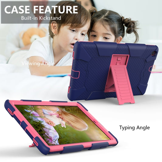 Shockproof Two-Color Silicone Protection Case with Holder for Galaxy Tab A 10.1 (2019) / T510(Dark Blue+Hot Pink) - Tab A 10.1 (2019) T510 / T515 by buy2fix | Online Shopping UK | buy2fix