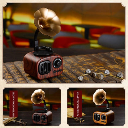 Retro Wood Portable Mini Bluetooth Speaker Wireless Loudspeaker Outdoor Speaker Sound System TF FM Radio Music Subwoofer(Brown) - Desktop Speaker by buy2fix | Online Shopping UK | buy2fix