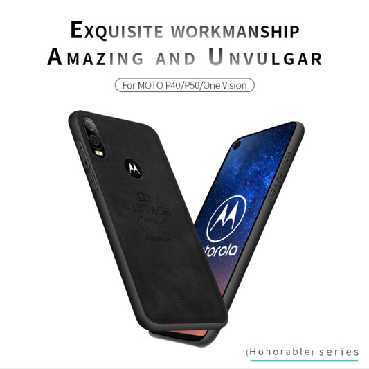 PINWUYO Shockproof Waterproof Full Coverage PC + TPU + Skin Protective Case for Motorola Moto P40 / P50 / One Vision(Brown) - Motorola Cases by PINWUYO | Online Shopping UK | buy2fix