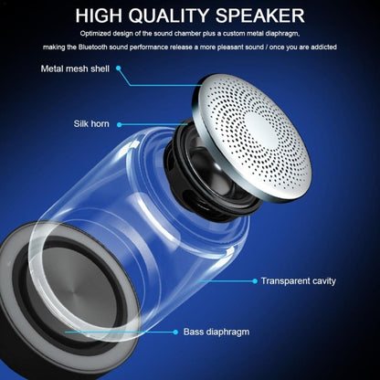 C7 Bluetooth 5.0 Speaker Transparent LED Luminous Subwoofer TWS 6D Surround HIFI Stereo Cool Audio(Black) - Desktop Speaker by buy2fix | Online Shopping UK | buy2fix