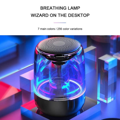 C7 Bluetooth 5.0 Speaker Transparent LED Luminous Subwoofer TWS 6D Surround HIFI Stereo Cool Audio(Black) - Desktop Speaker by buy2fix | Online Shopping UK | buy2fix