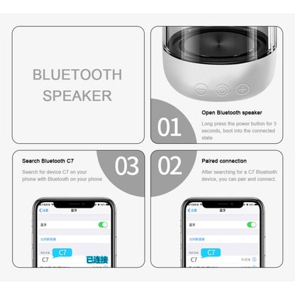 C7 Bluetooth 5.0 Speaker Transparent LED Luminous Subwoofer TWS 6D Surround HIFI Stereo Cool Audio(Black) - Desktop Speaker by buy2fix | Online Shopping UK | buy2fix