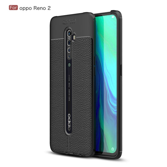 For OPPO Reno 2 Litchi Texture TPU Shockproof Case(Black)