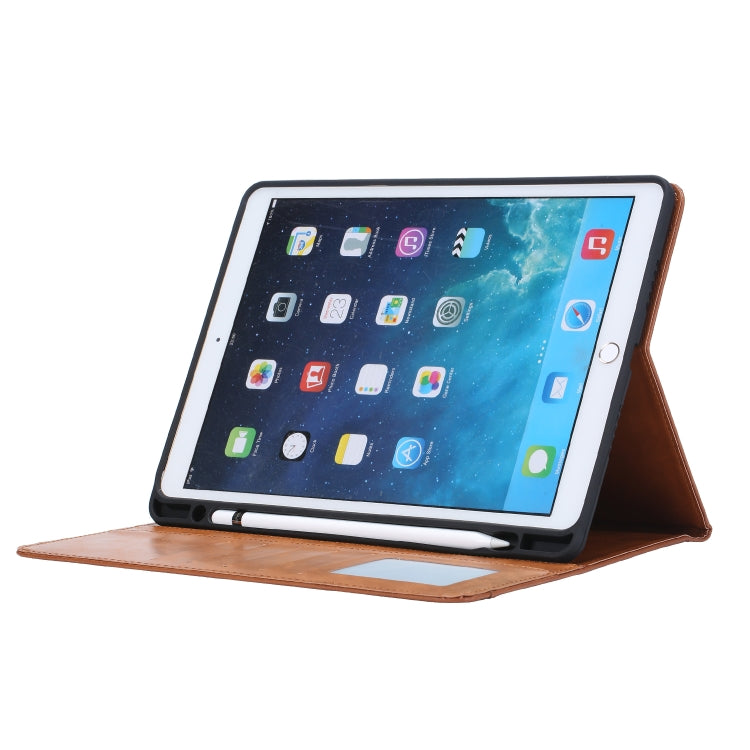 For iPad 10.2 Knead Skin Texture Horizontal Flip Leather Case with Photo Frame & Holder & Card Slots & Wallet(Brown) - iPad 10.2 Cases by buy2fix | Online Shopping UK | buy2fix