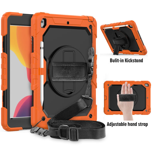 For iPad 10.2 Shockproof Colorful Silica Gel + PC Protective Case with Holder & Shoulder Strap & Hand Strap & Pen Slot(Orange) - iPad 10.2 Cases by buy2fix | Online Shopping UK | buy2fix