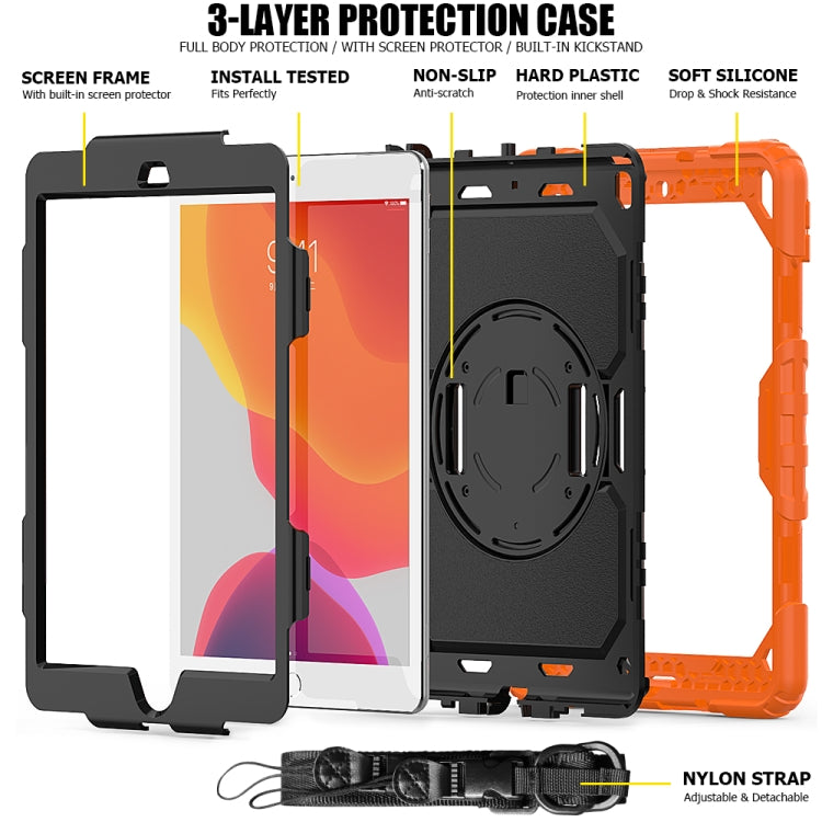 For iPad 10.2 Shockproof Colorful Silica Gel + PC Protective Case with Holder & Shoulder Strap & Hand Strap & Pen Slot(Orange) - iPad 10.2 Cases by buy2fix | Online Shopping UK | buy2fix