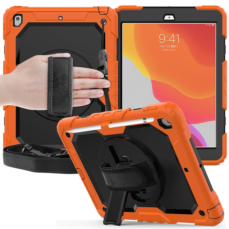 For iPad 10.2 Shockproof Colorful Silica Gel + PC Protective Case with Holder & Shoulder Strap & Hand Strap & Pen Slot(Orange) - iPad 10.2 Cases by buy2fix | Online Shopping UK | buy2fix