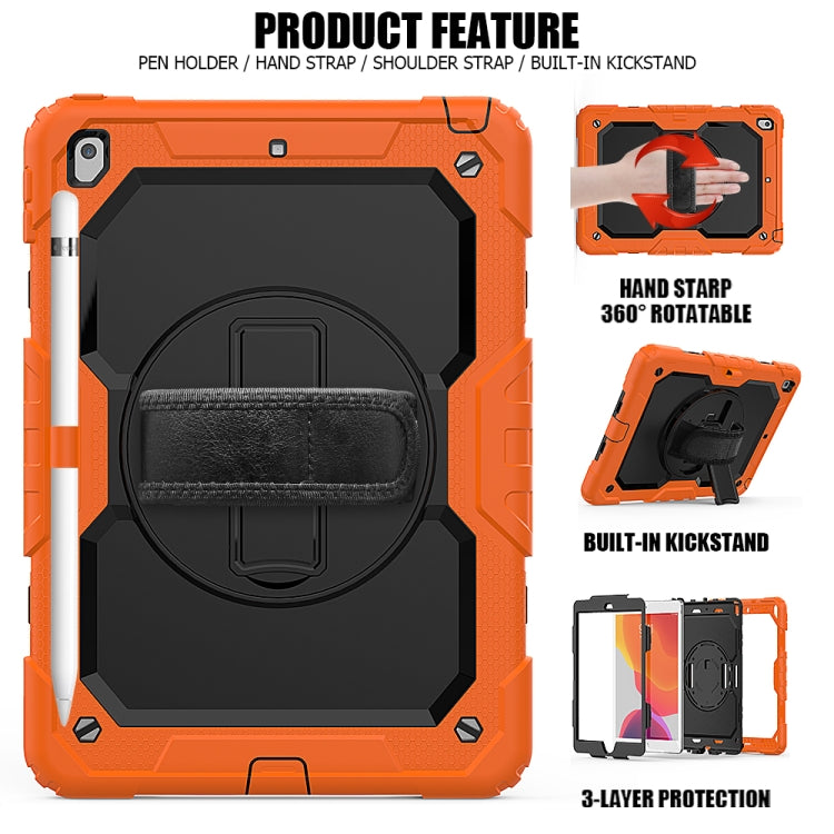 For iPad 10.2 Shockproof Colorful Silica Gel + PC Protective Case with Holder & Shoulder Strap & Hand Strap & Pen Slot(Orange) - iPad 10.2 Cases by buy2fix | Online Shopping UK | buy2fix