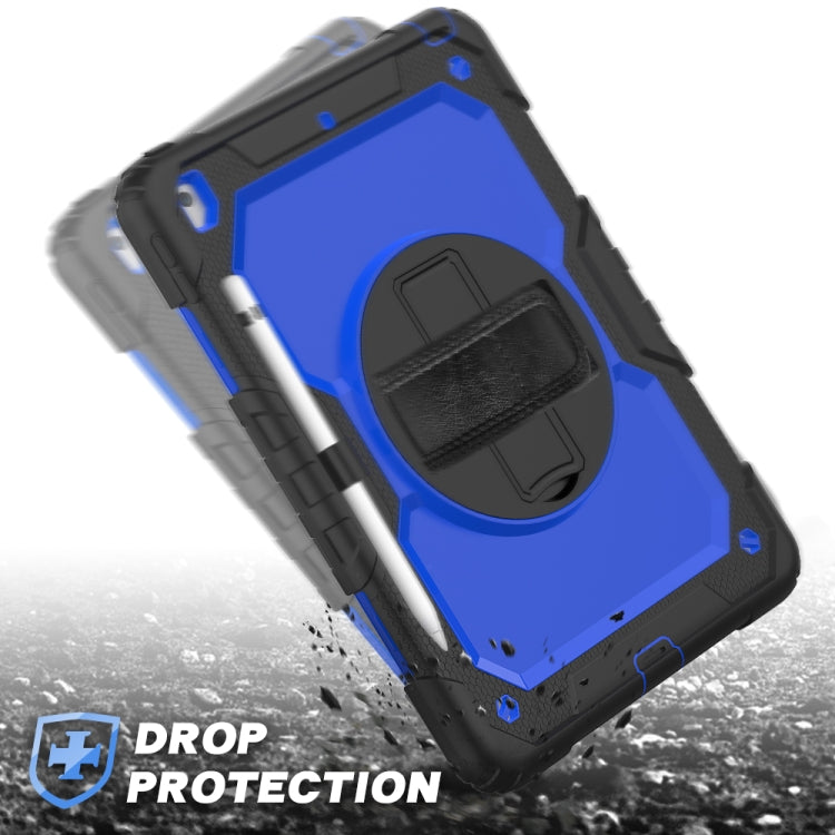 For iPad 10.2 Shockproof Colorful Silica Gel + PC Protective Case with Holder & Shoulder Strap & Hand Strap & Pen Slot(Black+Blue) - iPad 10.2 Cases by buy2fix | Online Shopping UK | buy2fix