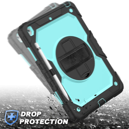 For iPad 10.2 Shockproof Colorful Silica Gel + PC Protective Case with Holder & Shoulder Strap & Hand Strap & Pen Slot(Black+Teal) - iPad 10.2 Cases by buy2fix | Online Shopping UK | buy2fix
