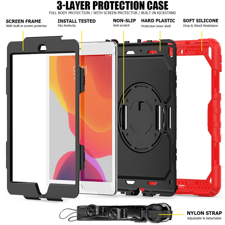 For iPad 10.2 Shockproof Colorful Silica Gel + PC Protective Case with Holder & Shoulder Strap & Hand Strap & Pen Slot(Red) - iPad 10.2 Cases by buy2fix | Online Shopping UK | buy2fix