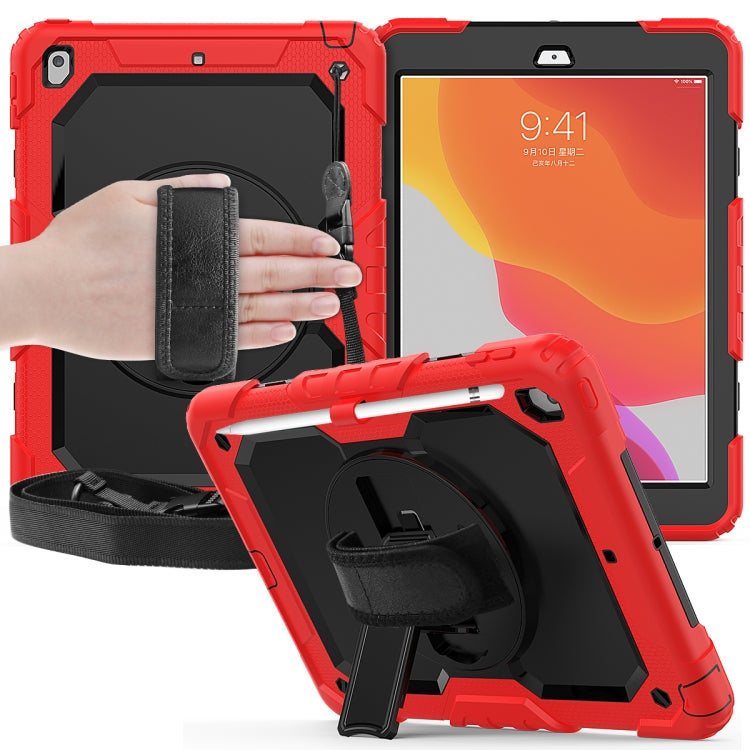 For iPad 10.2 Shockproof Colorful Silica Gel + PC Protective Case with Holder & Shoulder Strap & Hand Strap & Pen Slot(Red) - iPad 10.2 Cases by buy2fix | Online Shopping UK | buy2fix