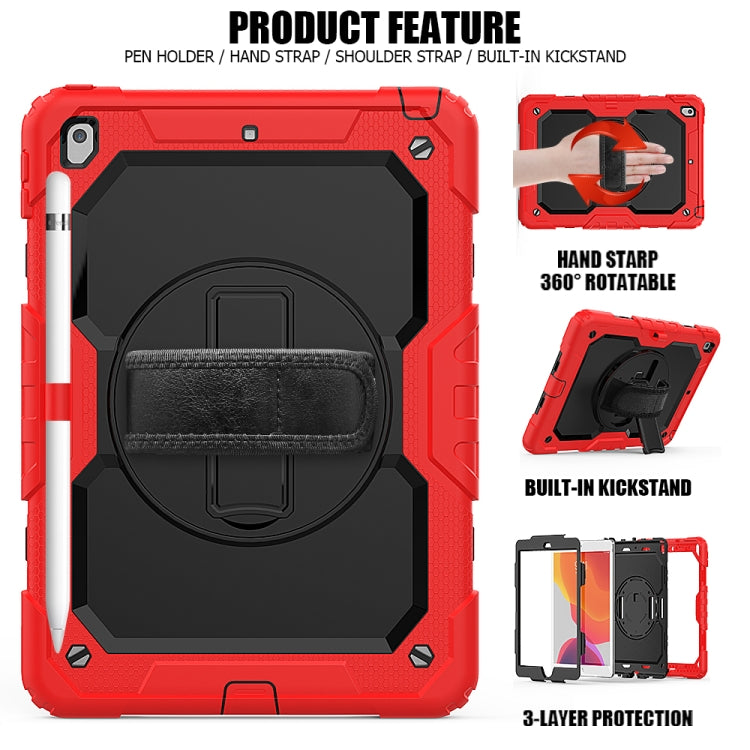 For iPad 10.2 Shockproof Colorful Silica Gel + PC Protective Case with Holder & Shoulder Strap & Hand Strap & Pen Slot(Red) - iPad 10.2 Cases by buy2fix | Online Shopping UK | buy2fix
