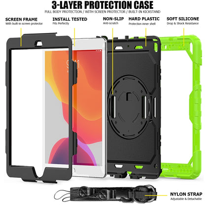 For iPad 10.2 Shockproof Colorful Silica Gel + PC Protective Case with Holder & Shoulder Strap & Hand Strap & Pen Slot(Green) - iPad 10.2 Cases by buy2fix | Online Shopping UK | buy2fix