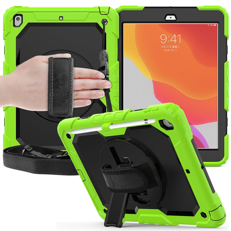 For iPad 10.2 Shockproof Colorful Silica Gel + PC Protective Case with Holder & Shoulder Strap & Hand Strap & Pen Slot(Green) - iPad 10.2 Cases by buy2fix | Online Shopping UK | buy2fix