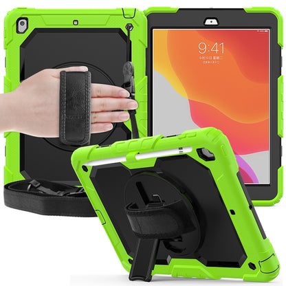 For iPad 10.2 Shockproof Colorful Silica Gel + PC Protective Case with Holder & Shoulder Strap & Hand Strap & Pen Slot(Green) - iPad 10.2 Cases by buy2fix | Online Shopping UK | buy2fix