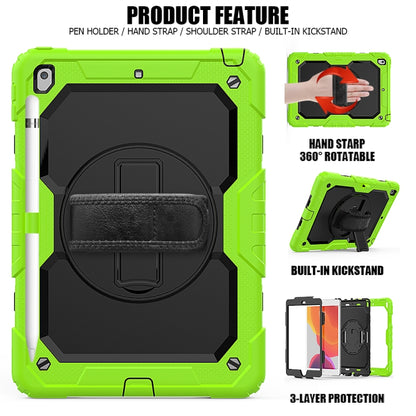 For iPad 10.2 Shockproof Colorful Silica Gel + PC Protective Case with Holder & Shoulder Strap & Hand Strap & Pen Slot(Green) - iPad 10.2 Cases by buy2fix | Online Shopping UK | buy2fix