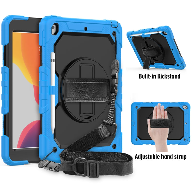 For iPad 10.2 Shockproof Colorful Silica Gel + PC Protective Case with Holder & Shoulder Strap & Hand Strap & Pen Slot(Light Blue) - iPad 10.2 Cases by buy2fix | Online Shopping UK | buy2fix