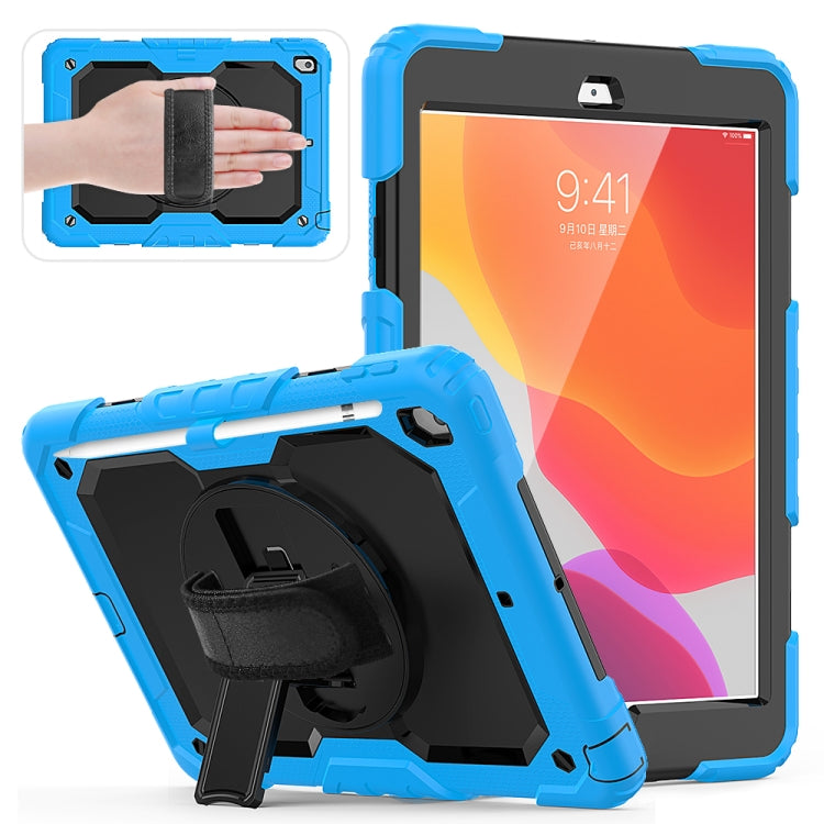 For iPad 10.2 Shockproof Colorful Silica Gel + PC Protective Case with Holder & Shoulder Strap & Hand Strap & Pen Slot(Light Blue) - iPad 10.2 Cases by buy2fix | Online Shopping UK | buy2fix